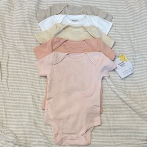 NWT Burt's Bees Baby Organic Cotton Bodysuits - pinks/neutrals